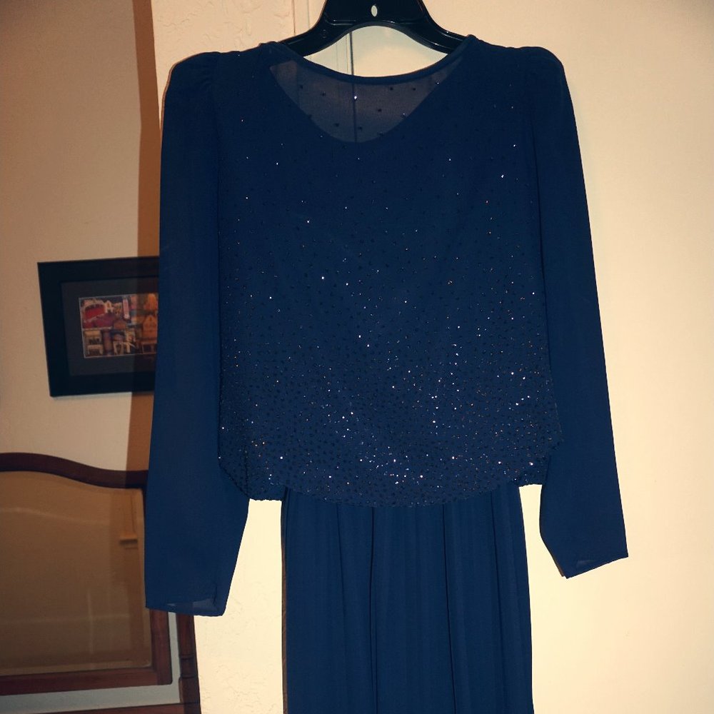 Neiman Marcus, Bright Blue Sparkle Evening Dress